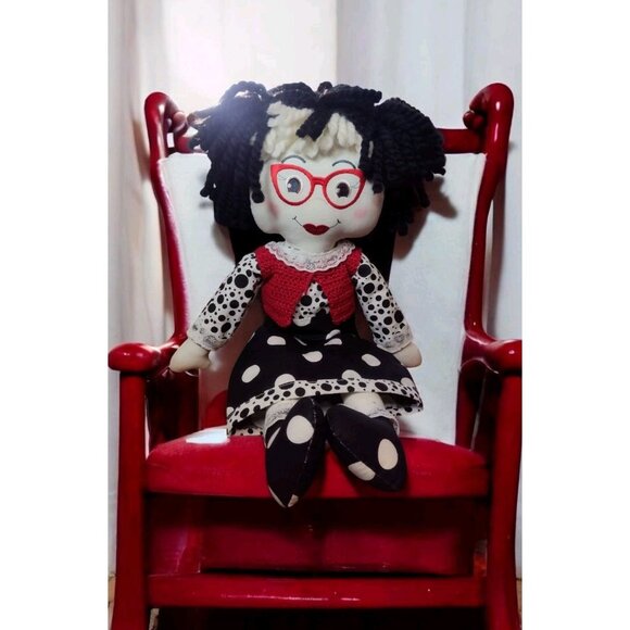 Handmade Whimsical Sassy Ragdoll 12in Polka Dot Removable Clothes Yarn Hair - Picture 1 of 5